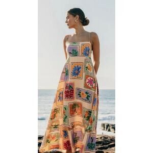 Anthropologie Paper Heart / Floral Stamp Maxi Dress / sz L